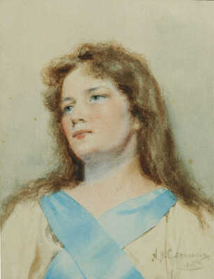 Степанов Александр Николаевич. Портрет девушки с голубой лентой